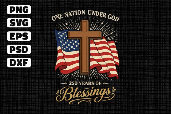 250 Years Blessings Cross Design Graphics