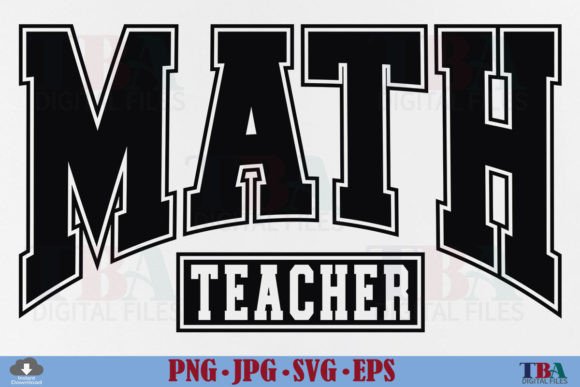 Math Teacher SVG, Varsity PNG Design