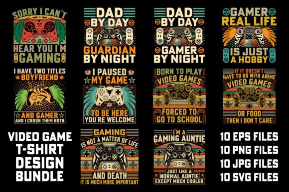 Retro Video Game T-Shirt Design Bundle