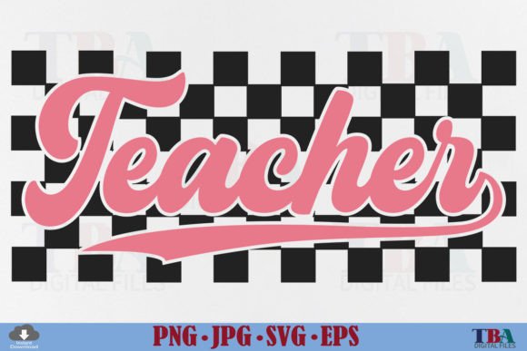 Teacher Checkered SVG, Retro PNG Design