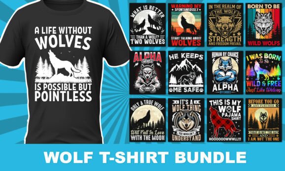 Wild Wolves, Wolf T-shirt Design Bundle